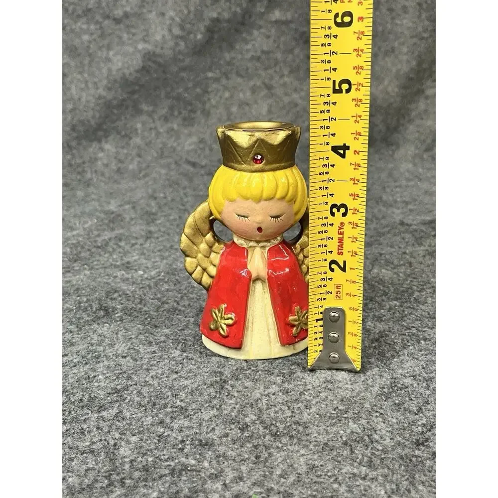 VTG ARDCO Christmas Angel Candle Holder Chalkware Singing Choir Crown Japan MCM